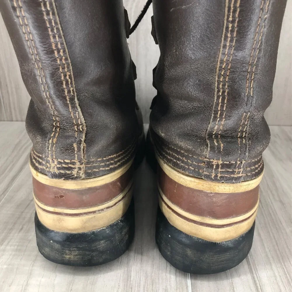 Kaufman Boots Mens 9 Brown Leather Duck Boot Winter Lined Lace Up